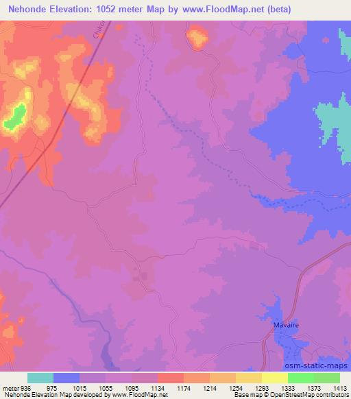 Nehonde,Zimbabwe Elevation Map