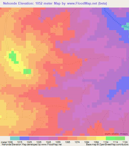 Nehonde,Zimbabwe Elevation Map