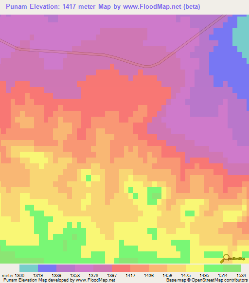 Punam,Iran Elevation Map