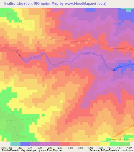 Tivalire,Zimbabwe Elevation Map