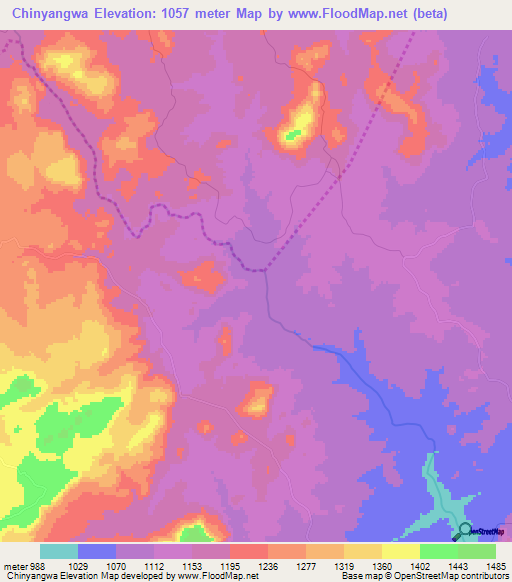 Chinyangwa,Zimbabwe Elevation Map