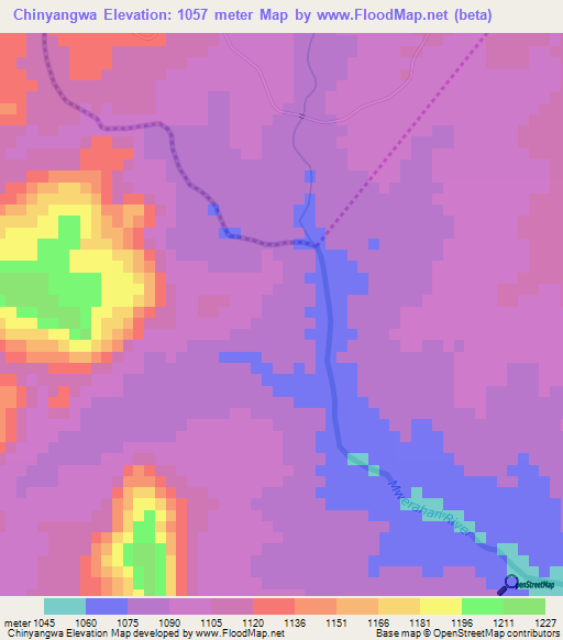 Chinyangwa,Zimbabwe Elevation Map