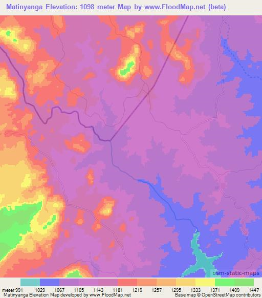 Matinyanga,Zimbabwe Elevation Map