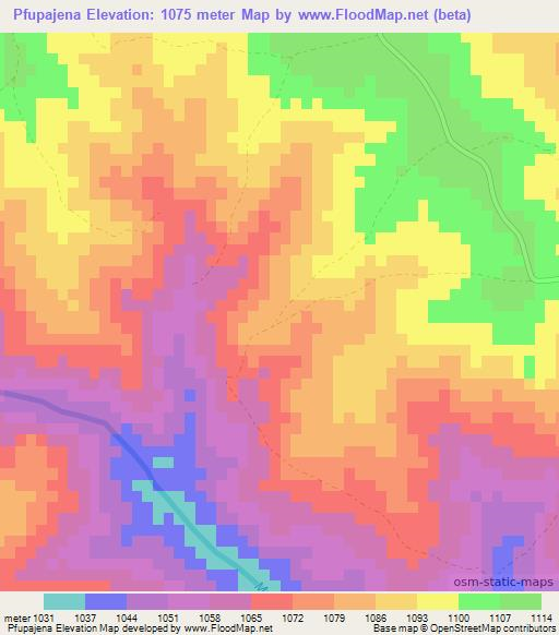 Pfupajena,Zimbabwe Elevation Map