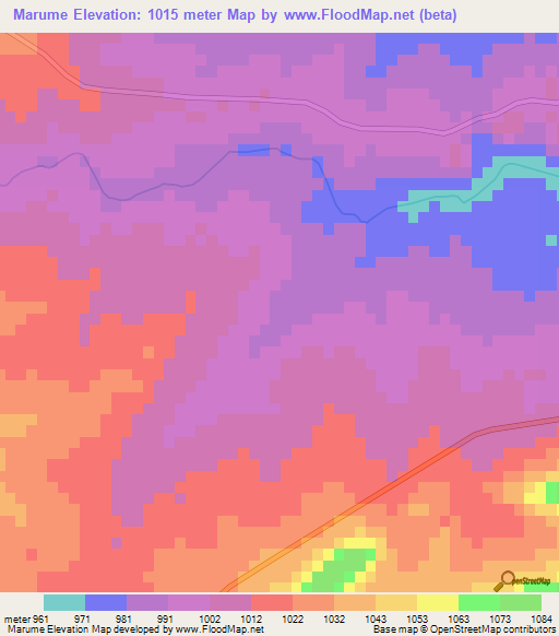 Marume,Zimbabwe Elevation Map