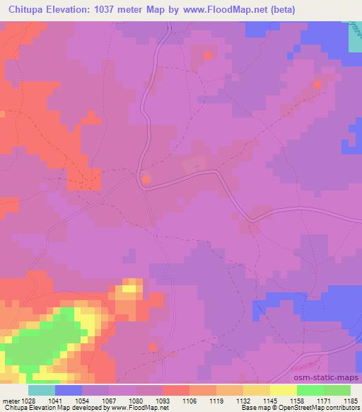 Chitupa,Zimbabwe Elevation Map