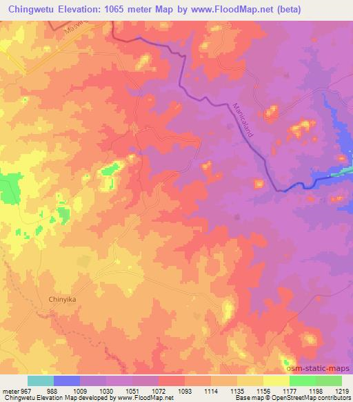 Chingwetu,Zimbabwe Elevation Map