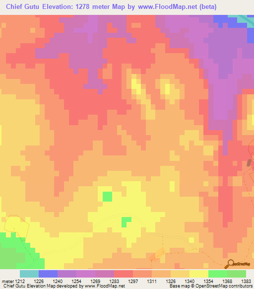 Chief Gutu,Zimbabwe Elevation Map
