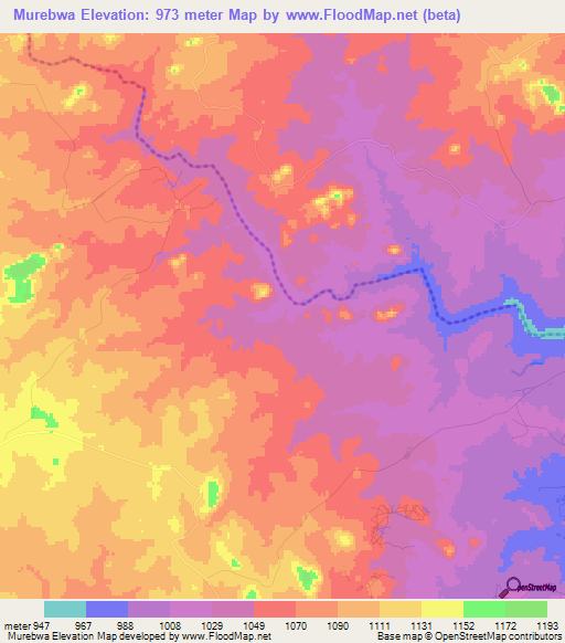 Murebwa,Zimbabwe Elevation Map