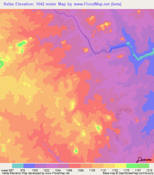 Kefas,Zimbabwe Elevation Map