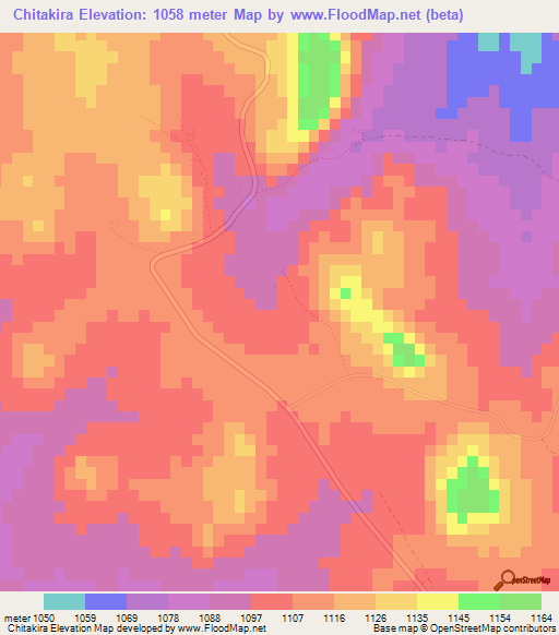 Chitakira,Zimbabwe Elevation Map