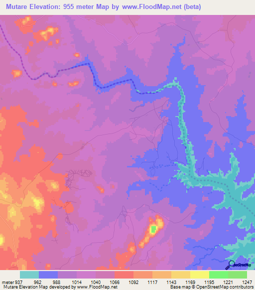 Mutare,Zimbabwe Elevation Map