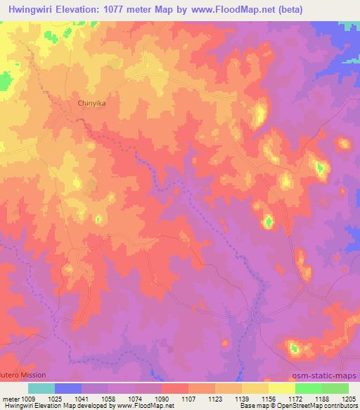 Hwingwiri,Zimbabwe Elevation Map