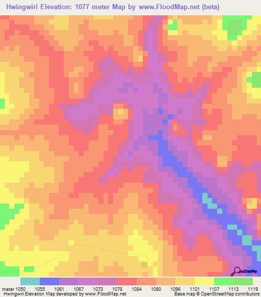 Hwingwiri,Zimbabwe Elevation Map