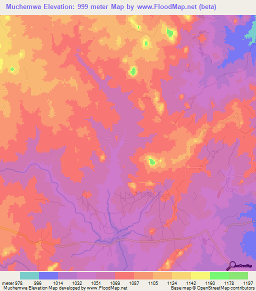 Muchemwa,Zimbabwe Elevation Map