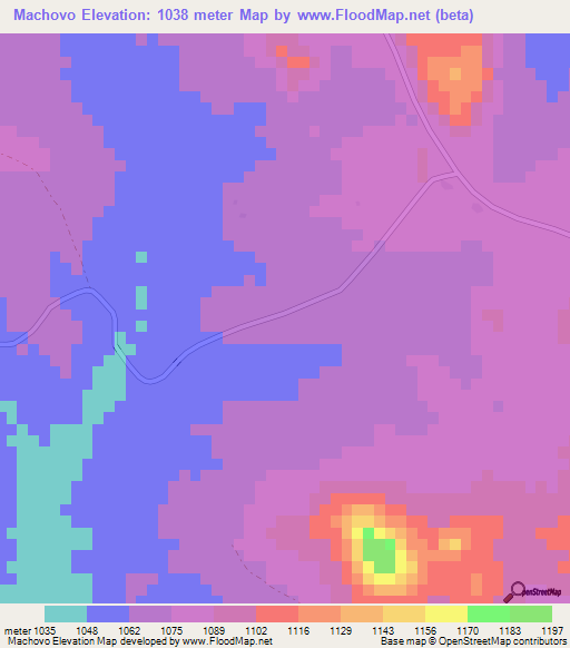 Machovo,Zimbabwe Elevation Map