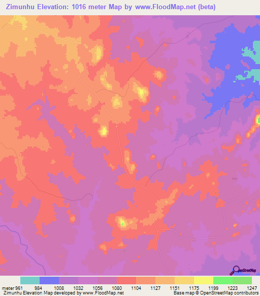 Zimunhu,Zimbabwe Elevation Map