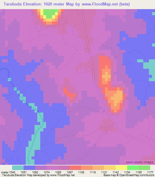 Tarubuda,Zimbabwe Elevation Map
