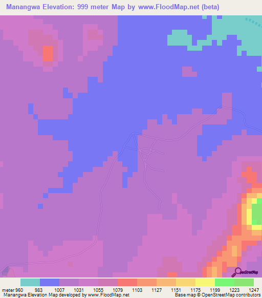 Manangwa,Zimbabwe Elevation Map