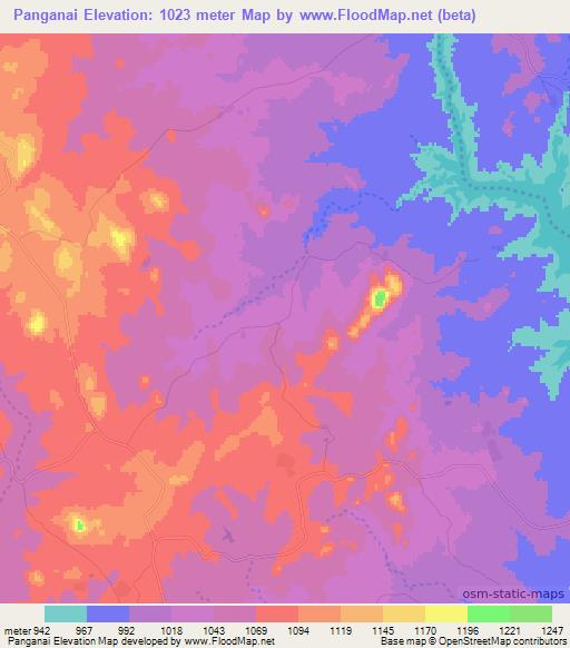 Panganai,Zimbabwe Elevation Map