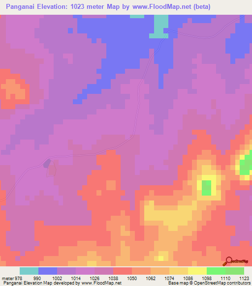 Panganai,Zimbabwe Elevation Map
