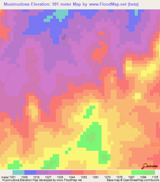Musimudzwa,Zimbabwe Elevation Map