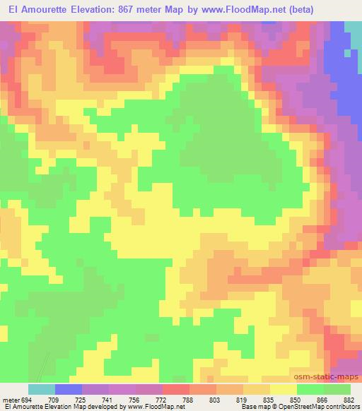 El Amourette,Algeria Elevation Map