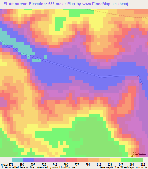 El Amourette,Algeria Elevation Map