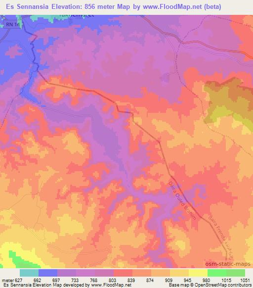 Es Sennansia,Algeria Elevation Map