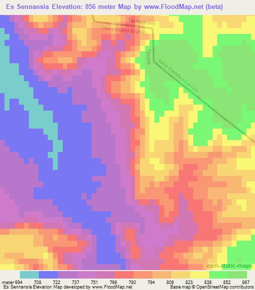 Es Sennansia,Algeria Elevation Map