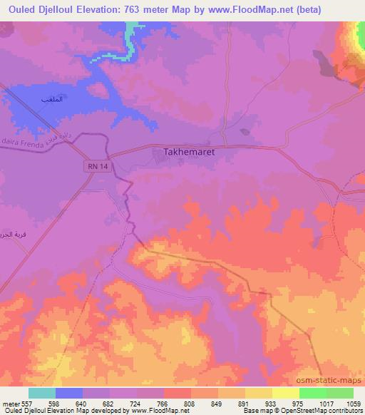 Ouled Djelloul,Algeria Elevation Map