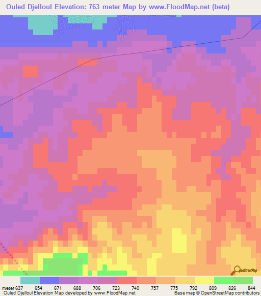 Ouled Djelloul,Algeria Elevation Map
