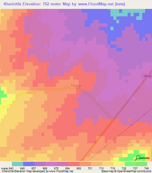 Kherichfa,Algeria Elevation Map