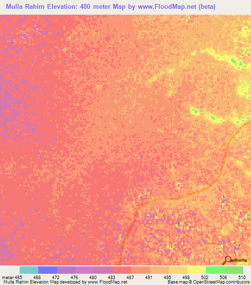 Mulla Rahim,Afghanistan Elevation Map