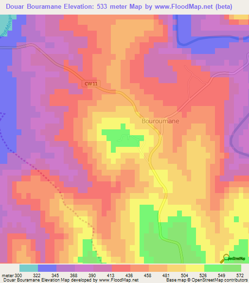 Douar Bouramane,Algeria Elevation Map