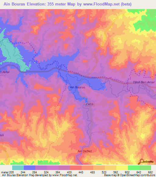 Ain Bouras,Algeria Elevation Map