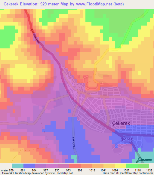 Cekerek,Turkey Elevation Map