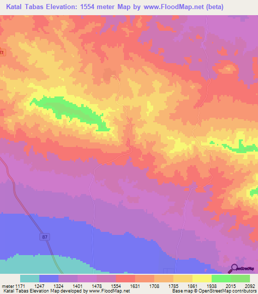 Katal Tabas,Iran Elevation Map