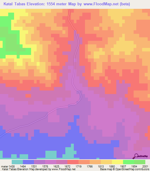 Katal Tabas,Iran Elevation Map