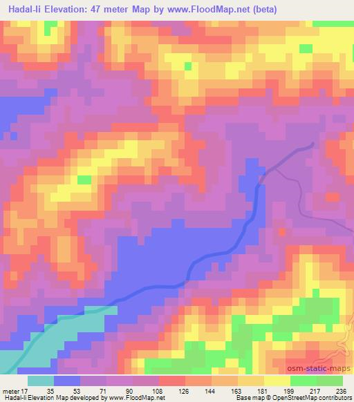 Hadal-li,North Korea Elevation Map