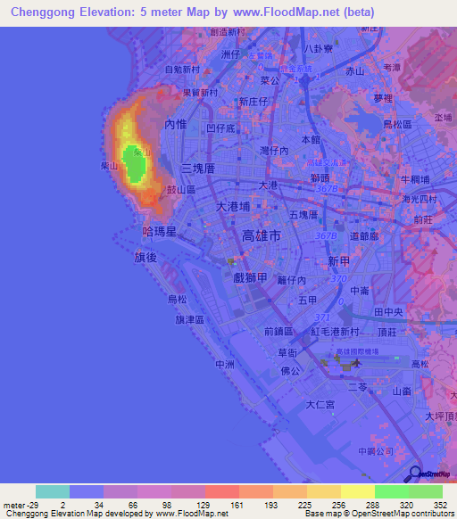 Chenggong,Taiwan Elevation Map
