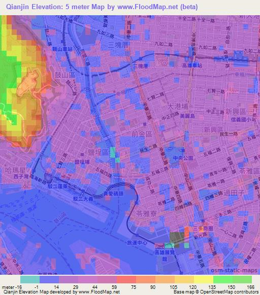 Qianjin,Taiwan Elevation Map