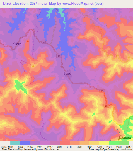Bizet,Ethiopia Elevation Map