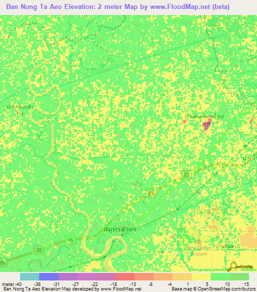 Ban Nong Ta Aeo,Thailand Elevation Map