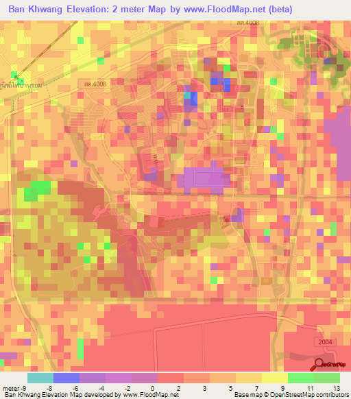 Ban Khwang,Thailand Elevation Map