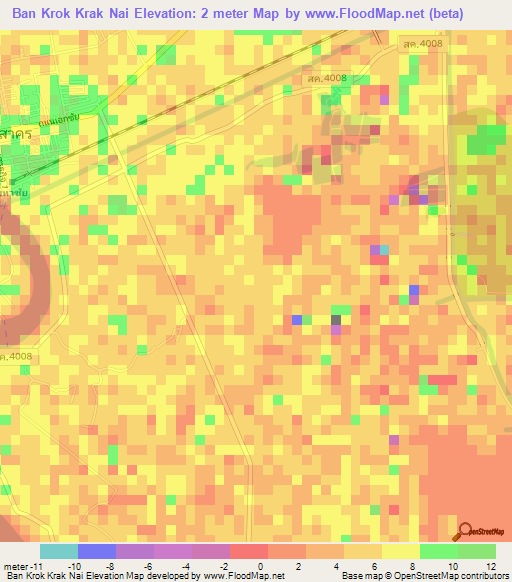 Ban Krok Krak Nai,Thailand Elevation Map