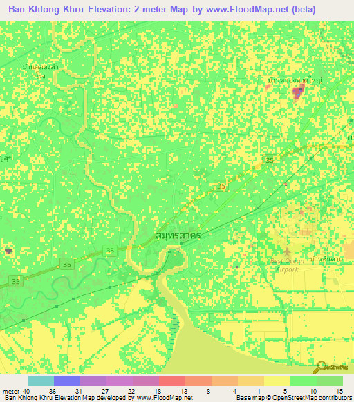 Ban Khlong Khru,Thailand Elevation Map