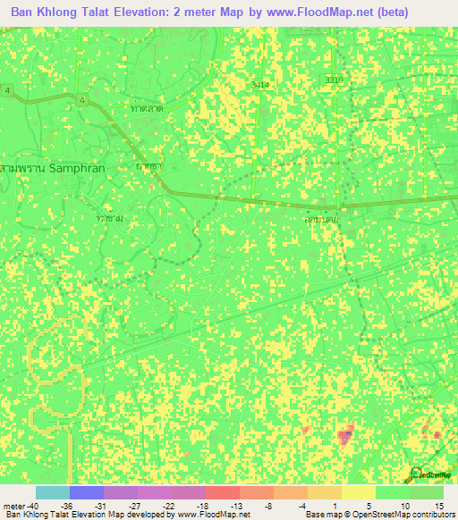Ban Khlong Talat,Thailand Elevation Map