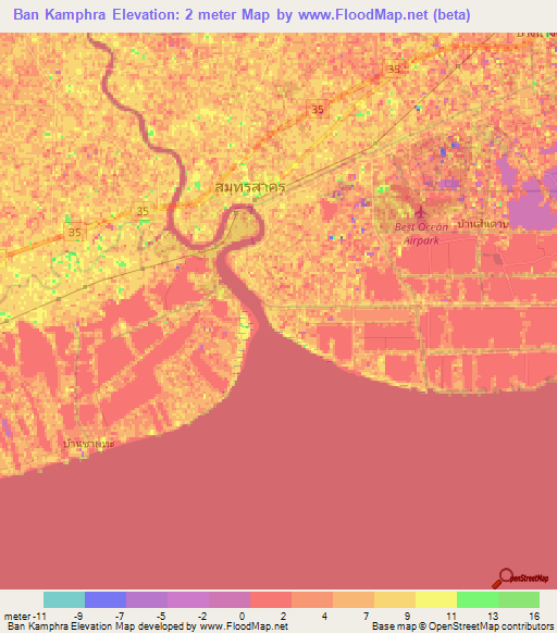 Ban Kamphra,Thailand Elevation Map