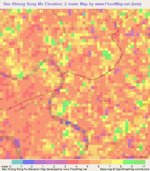 Ban Khlong Rong Mu,Thailand Elevation Map